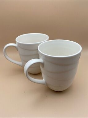 Jamie Oliver Waves White Porcelain Coffee Mugs - Set of 2
